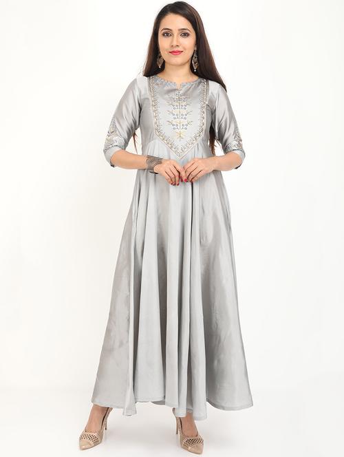 embroidered flared kurta - 18003584 - Very Small Image - 1