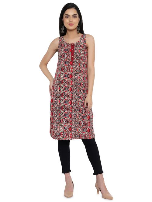 printed straight kurta - 18003651 - Very Small Image - 1