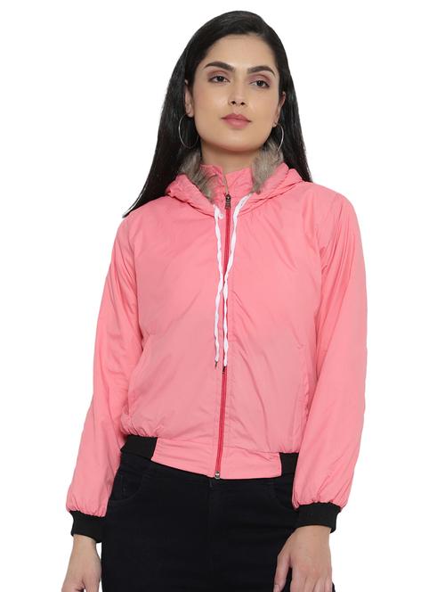hooded neck solid windcheater jacket - 18003674 - Very Small Image - 1
