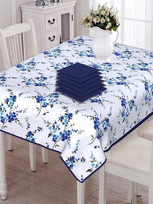 texstylers 200 tc pure cotton canvas jaipuri block printed 6 seater table cloth cover with 6 napkins - 18003780 - Very Small Image - 1