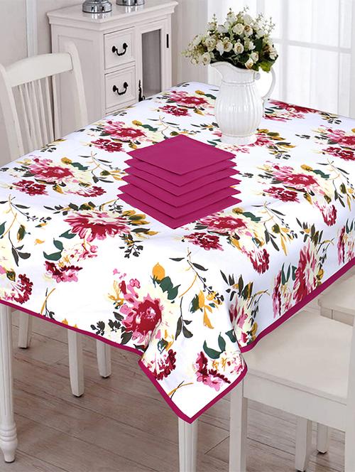 texstylers 200 tc pure cotton canvas jaipuri block printed 6 seater table cloth cover with 6 napkins - 18003782 - Very Small Image - 1