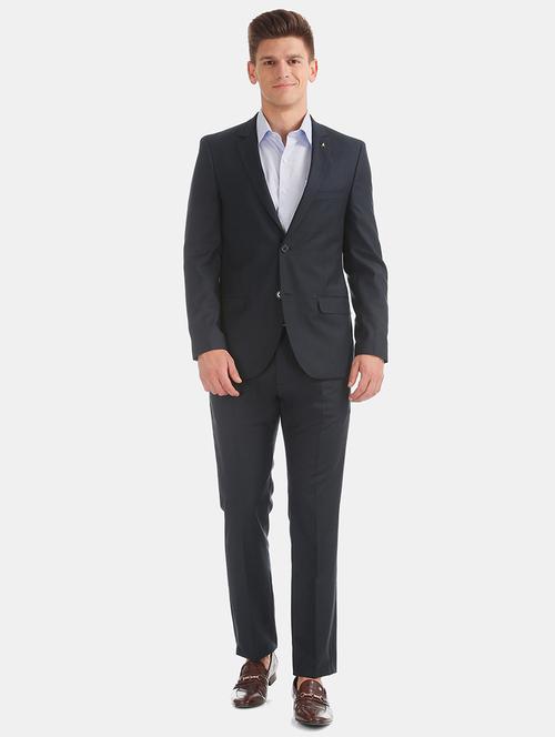 navy blue solid single breasted suit - 18003950 - Very Small Image - 1