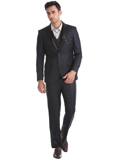 navy blue solid 3-piece suit - 18003965 - Very Small Image - 1