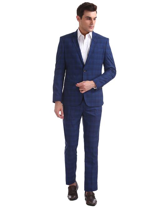 blue checkered single breasted suit - 18003974 - Very Small Image - 1