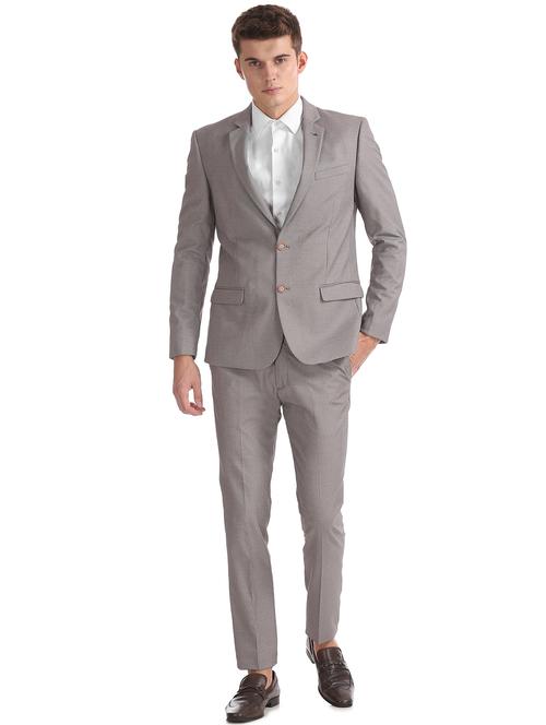 grey self design single breasted suit set - 18003989 - Very Small Image - 1
