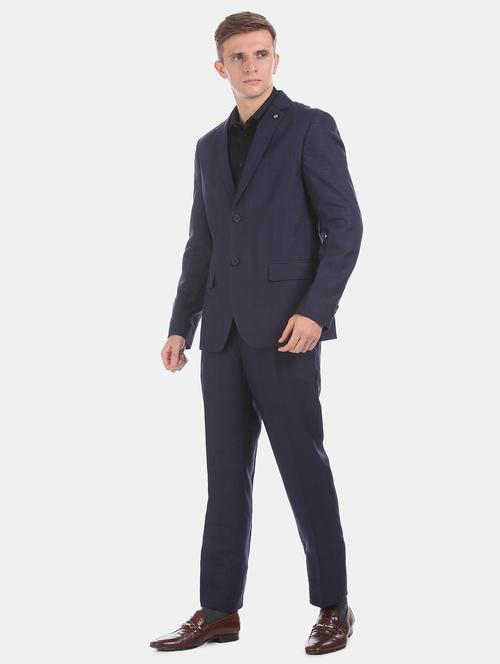 blue checkered single breasted suit set - 18004000 - Very Small Image - 1