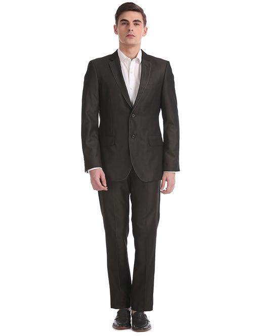 brown solid single breasted suit - 18004028 - Very Small Image - 1