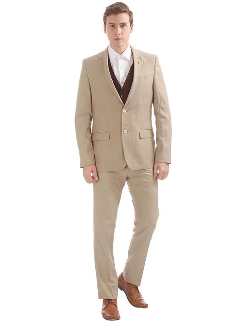 beige self design 3-piece suit - 18004248 - Very Small Image - 1