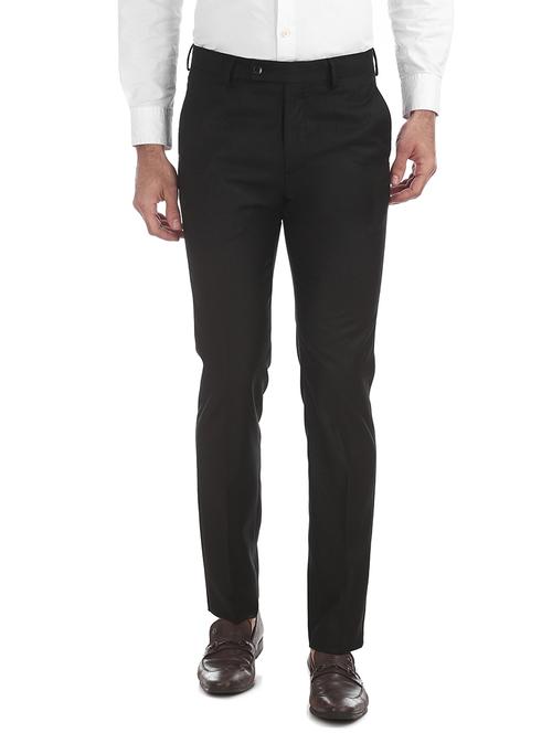 black solid flat front formal trouser - 18004407 - Very Small Image - 1