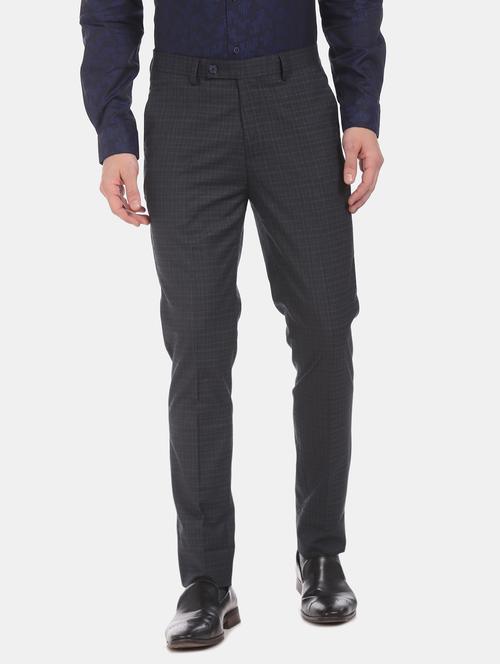 black checkered flat front formal trouser - 18004467 - Very Small Image - 1