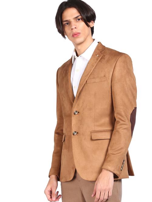 brown solid formal blazer - 18004801 - Very Small Image - 1