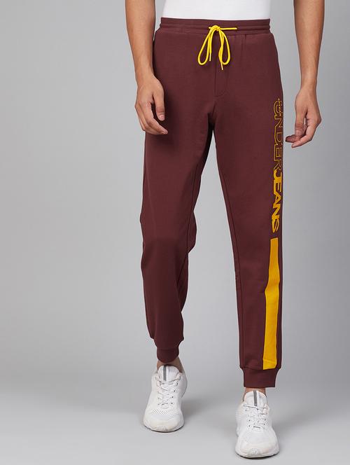 red solid full length track pant - 18005451 - Very Small Image - 1