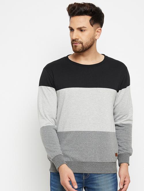 grey color block cut & sew sweatshirt - 18006385 - Very Small Image - 1