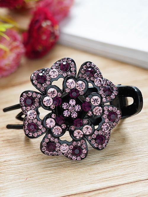 purple colored crystal hair pin - 18006401 - Very Small Image - 1