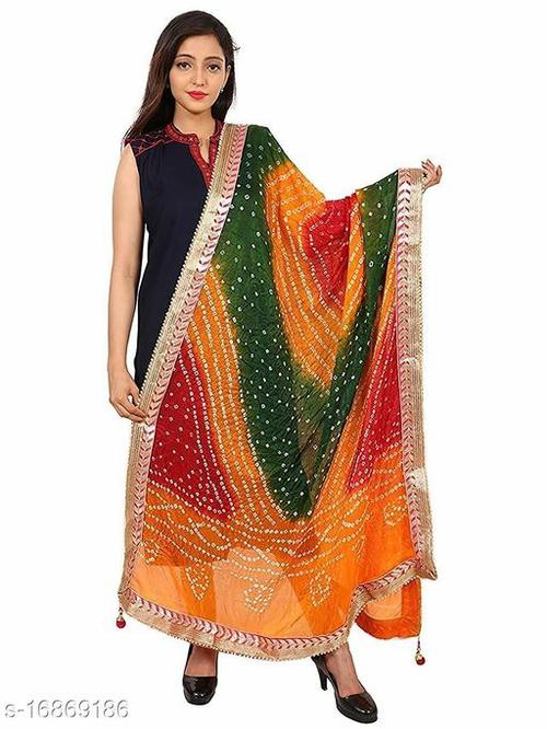 trending bandhej multicolor single lace dupatta - 18006781 - Very Small Image - 1