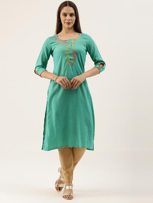 embroidered straight kurta - 18007048 - Very Small Image - 1
