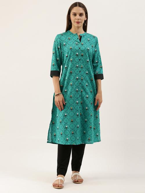 printed straight kurta - 18007052 - Very Small Image - 1