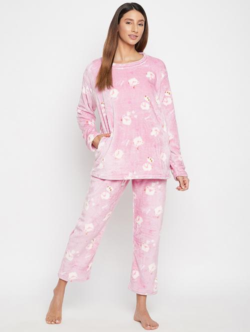 round neck printed nightwear pajama set - 18007190 - Very Small Image - 1