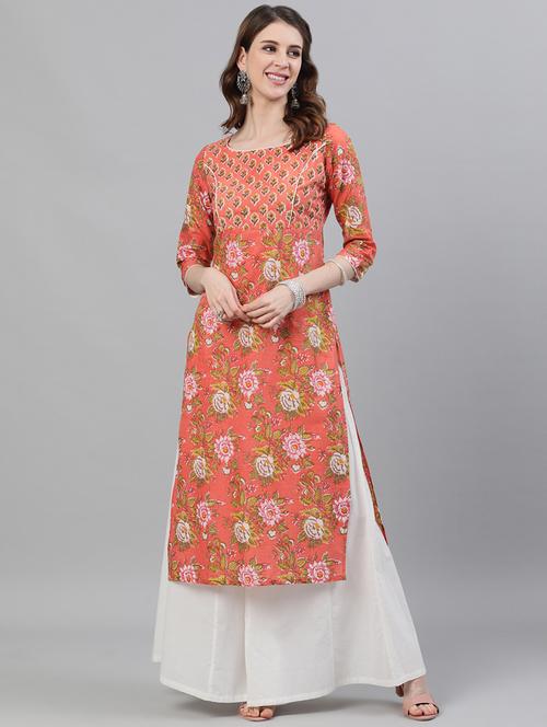 floral straight kurta - 18007423 - Very Small Image - 1