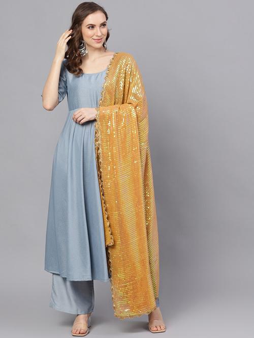 solid kurta suit set - 18007431 - Very Small Image - 1