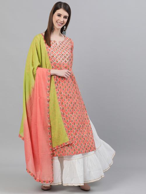 peach cotton suit set - 18007435 - Very Small Image - 1