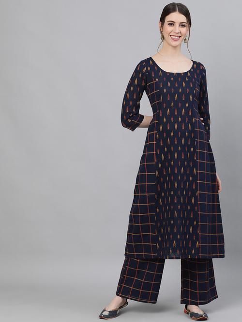 ikat kurta palazzo set - 18007472 - Very Small Image - 1