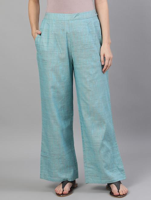 blue cotton palazzos - 18007604 - Very Small Image - 1