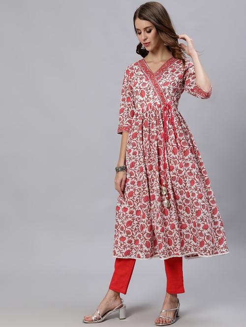 floral angrakha kurta - 18007639 - Very Small Image - 1
