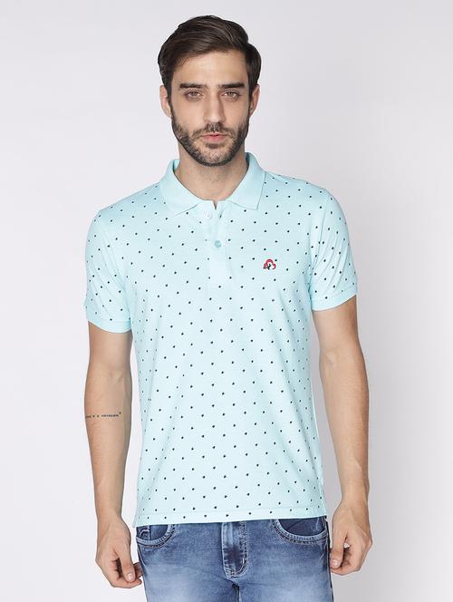 turquoise printed polo t-shirt - 18008169 - Very Small Image - 1