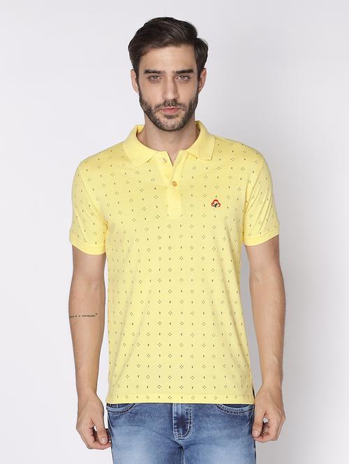 yellow printed polo t-shirt - 18008170 - Very Small Image - 1