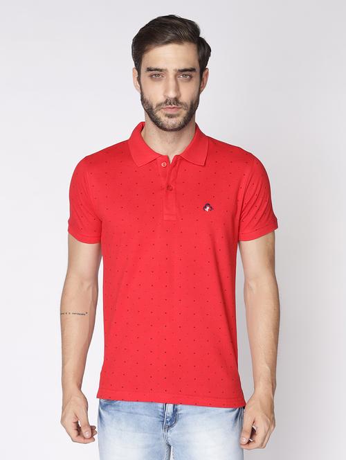 red printed polo t-shirt - 18008174 - Very Small Image - 1
