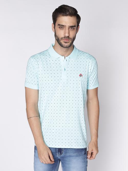 turquoise printed polo t-shirt - 18008178 - Very Small Image - 1