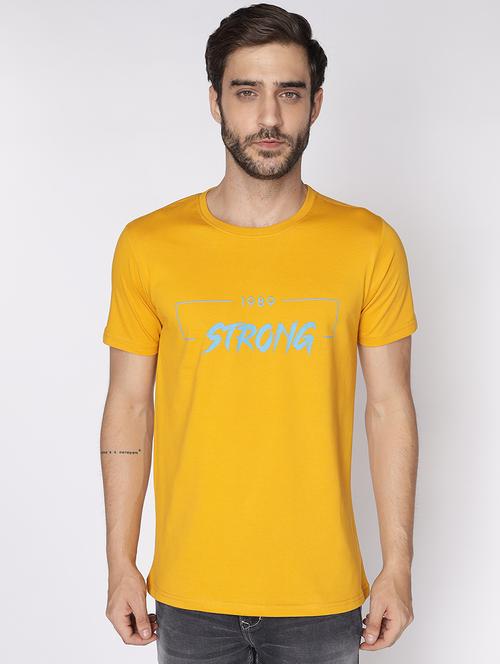 yellow round neck printed t-shirt - 18008195 - Very Small Image - 1