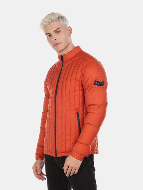 orange solid quilted jacket - 18008761 - Very Small Image - 1
