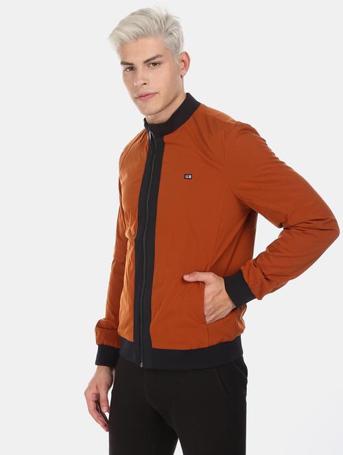 orange solid casual jacket - 18008771 - Very Small Image - 1