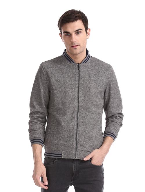 grey solid casual jacket - 18008813 - Very Small Image - 1