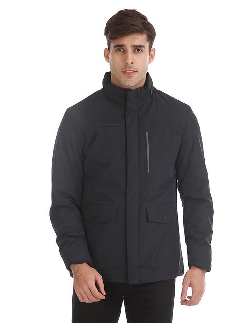 navy blue solid casual jacket - 18008818 - Very Small Image - 1