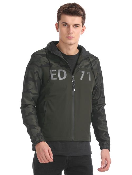 olive green camouflage casual jacket - 18008841 - Very Small Image - 1