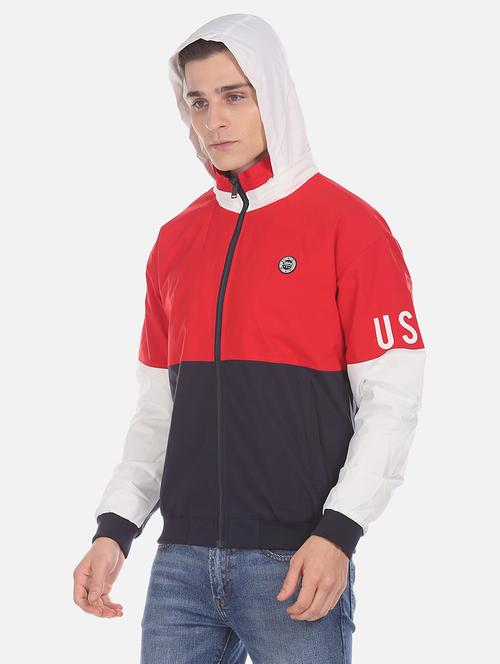 red color block bomber jacket - 18008955 - Very Small Image - 1