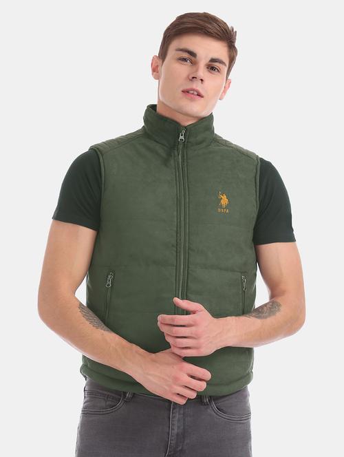 green solid quilted jacket - 18009051 - Very Small Image - 1