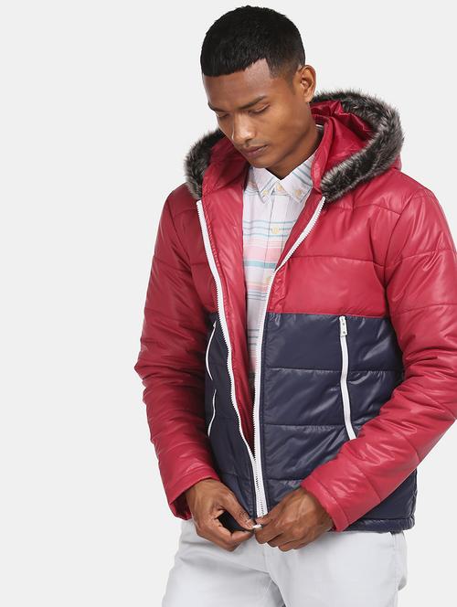 red color block quilted jacket - 18009113 - Very Small Image - 1