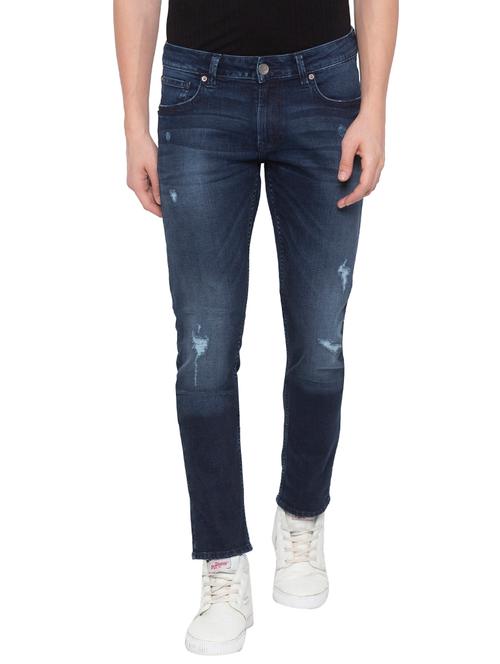 dark blue distressed plain jean - 18009217 - Very Small Image - 1