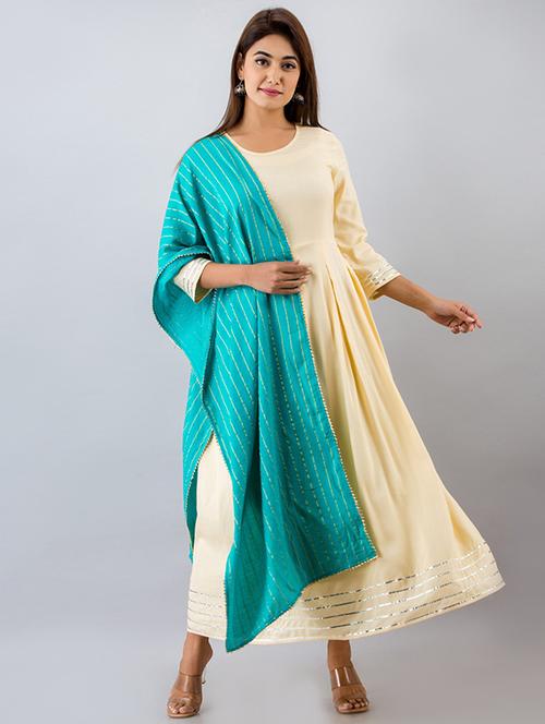 solid kurta dupatta set - 18009650 - Very Small Image - 1