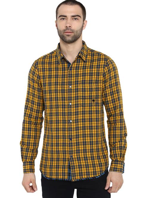yellow checkered casual shirt - 18009754 - Very Small Image - 1