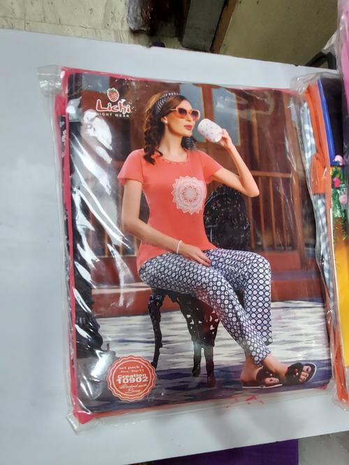orange cotton nightwear set - 18009908 - Very Small Image - 1