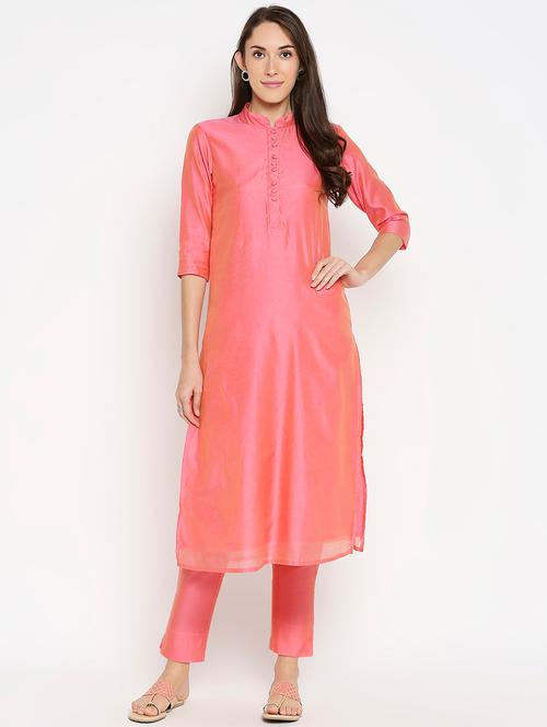 solid kurta pant set - 18010258 - Very Small Image - 1