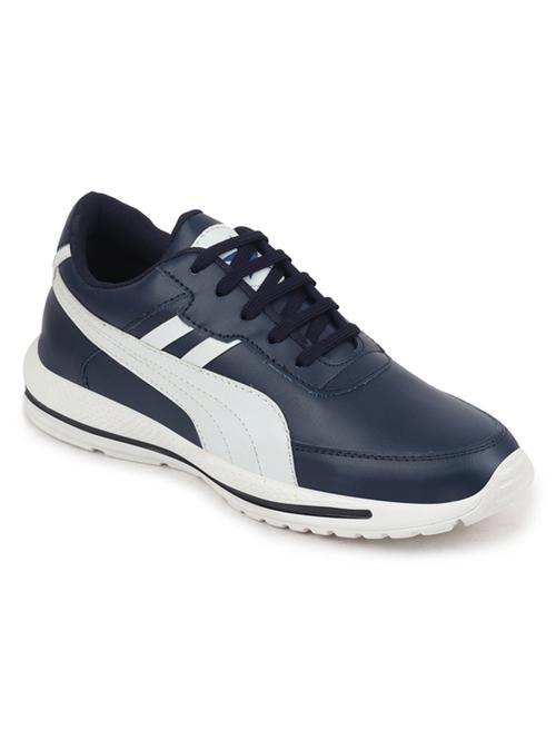 navy pu lace up sneakers - 18010362 - Very Small Image - 1