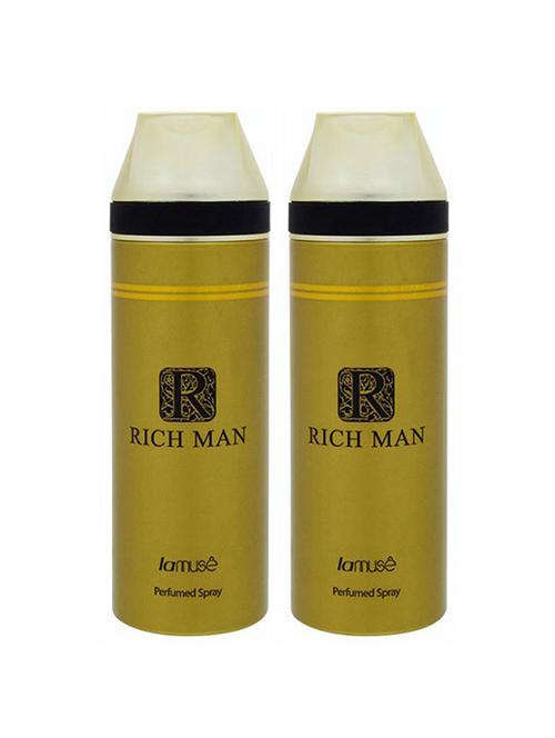 lamuse rich man perfume deodorant body spray, 200ml pack of 2 - 18010427 - Very Small Image - 1