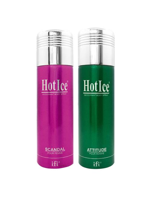 hot ice scandal pour femme & attitude pour homme deodorant perfume, 200ml pack of 2 - 18010468 - Very Small Image - 1