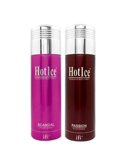 hot ice scandal pour femme & passion pour homme deodorant perfume, 200ml pack of 2 - 18010470 - Very Small Image - 1